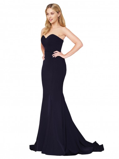 Affordable Sweetheart High Neck Sweep Train Sleeveless Crepe Prom Dress Canada