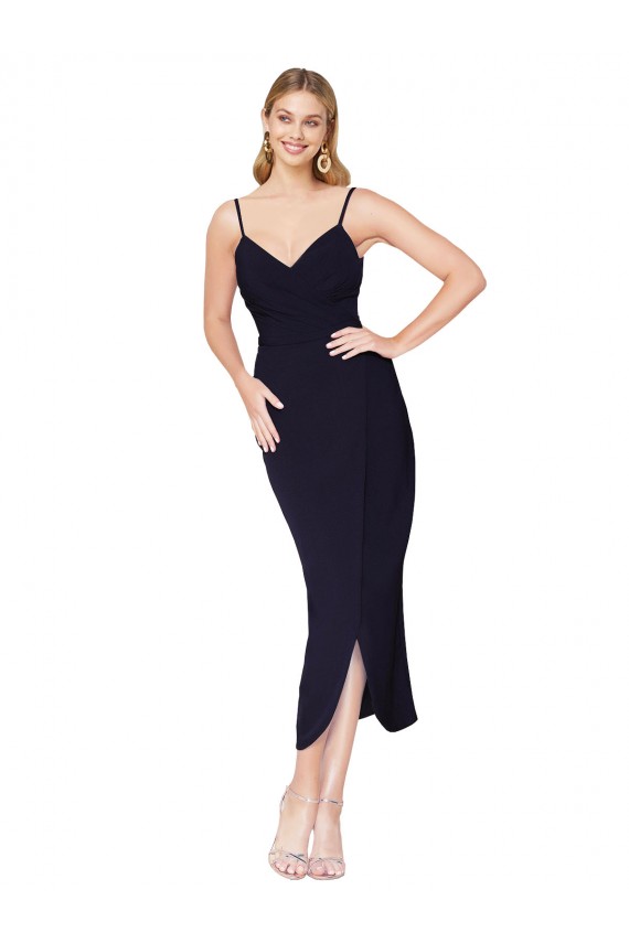 Affordable High Neck Spaghetti Straps Crepe Short Wrap Cocktail Prom Dress / Homecoming Dress Canada