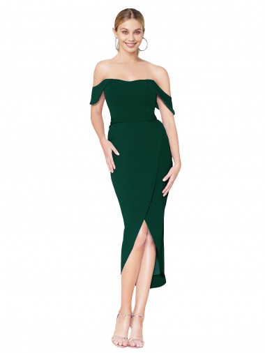 Affordable Off the Shoulder Short Knee Length Crepe Wrap Cocktail Prom Dress / Homecoming Dress Canada