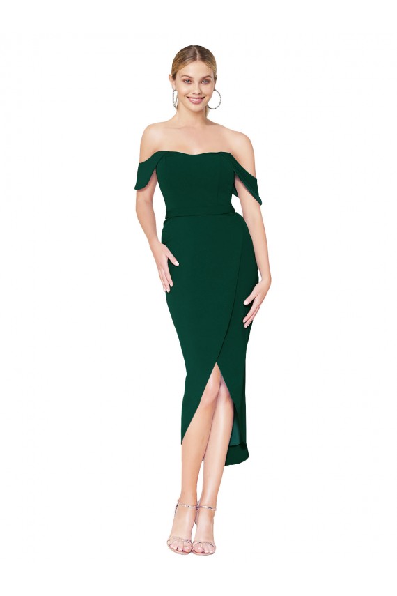 Affordable Off the Shoulder Short Knee Length Crepe Wrap Cocktail Prom Dress / Homecoming Dress Canada