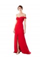 Affordable Off the Shoulder Chapel Train Crepe Prom Dress with Thigh-High slit Canada