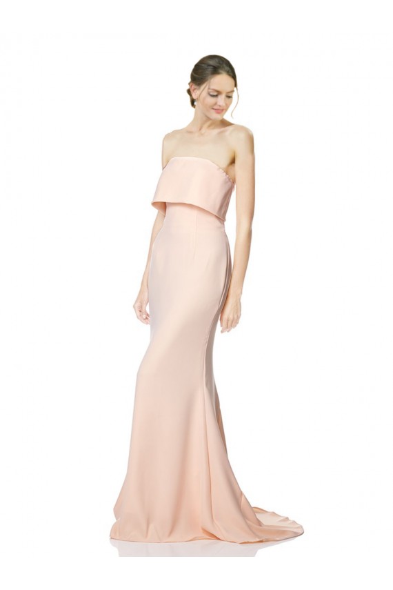 Affordable High Neck Strapless Long Crepe Maxi Prom Dress with Overlay Canada