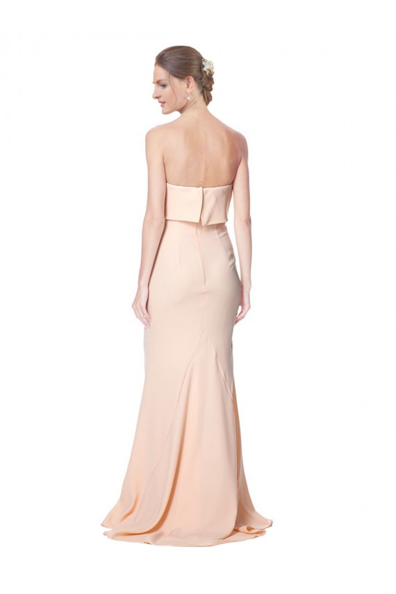 Affordable High Neck Strapless Long Crepe Maxi Prom Dress with Overlay Canada