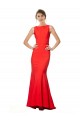 Affordable High Neck Maxi Crepe Bridesmiad Dress with Exaggerated Back Ruffle Canada