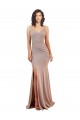 Affordable Fishtail Shape V-Neck Crepe Prom Dress with Slit Canada