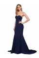 Affordable Fit and Flare Sweetheart Long Crepe Prom Dress with Sweep Train Canada