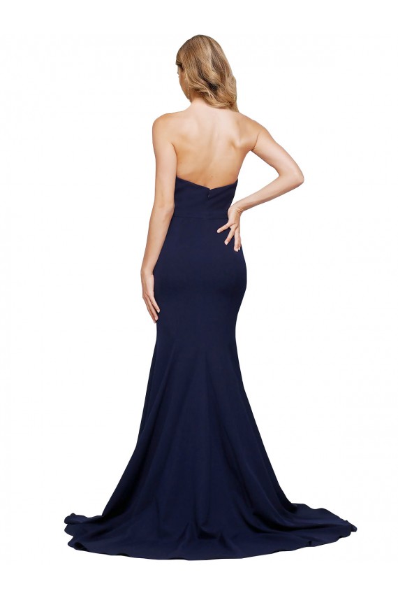 Affordable Fit and Flare Sweetheart Long Crepe Prom Dress with Sweep Train Canada