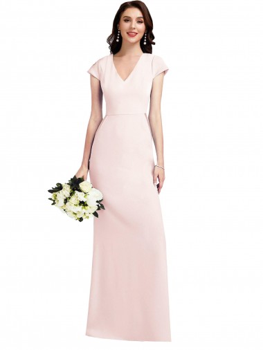 Affordable Cap Sleeve A-Line Crepe Prom Dress with Pockets Canada