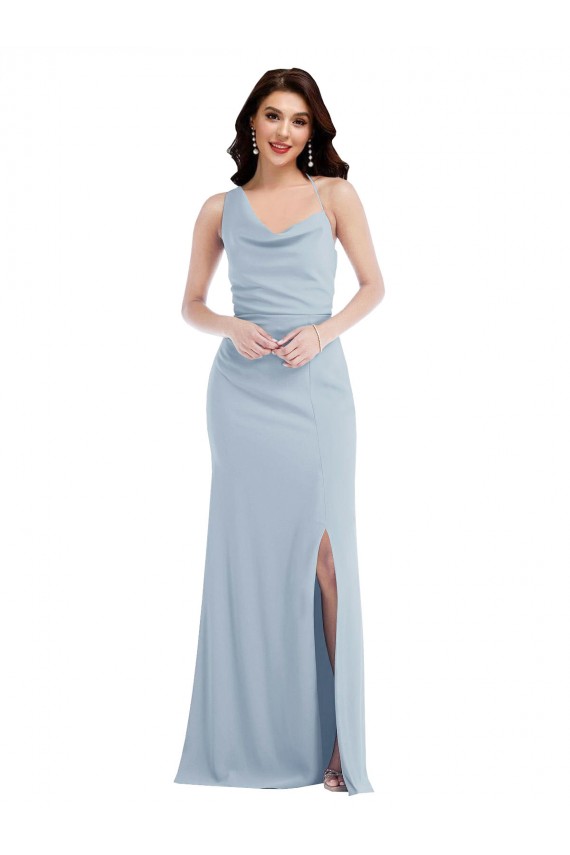 Affordable One Shoulder Draped Cowl Neck Maxi Prom Dress Canada