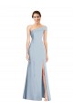 Affordable Asymmetrical Off the Shoulder Cuff Trumpet Crepe Prom Dress With Front Slit Canada