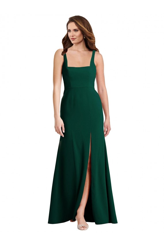 Affordable Square Neck Trumpet Maxi Prom Dress with Front Slit Canada