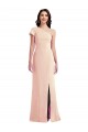 Affordable One Shoulder Cap Sleeves Trumpet Crepe Prom Dress with Front Slit Canada