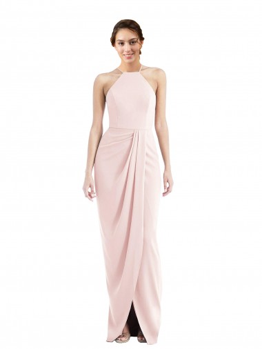 Affordable Halter Draped Tulip Skirt Maxi Prom Dress Canada