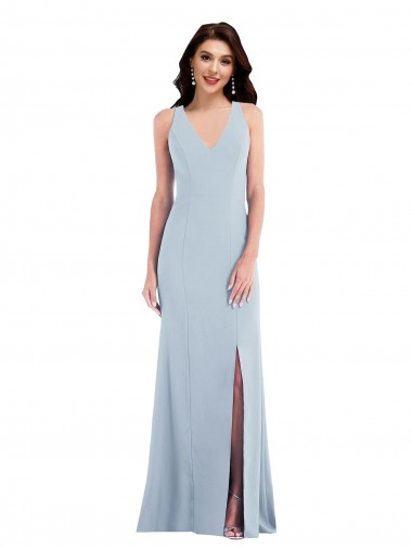 Affordable Criss Cross Cutout Back Maxi Prom Dress with Front Slit Canada