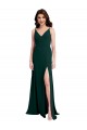 Affordable Slim A-Line V-Neck Full Length Crepe Prom Dress with Side Slit Canada