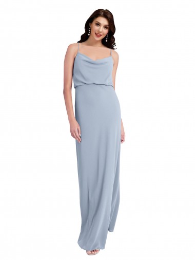 Affordable Draped Cowl Neck Long Crepe Prom Dress with Spaghetti Straps Canada