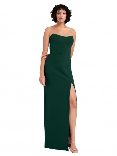 Affordable Scooped Strapless Neckline Crepe Prom Dress with Side Slit Canada