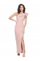 Affordable Full Length One Shoulder Crepe Prom Dress with Side Leg Split Canada