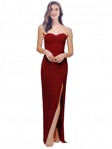 Affordable Straight Pencil Skirt Long Sweetheart Crepe Prom Dress with High Side Split Canada