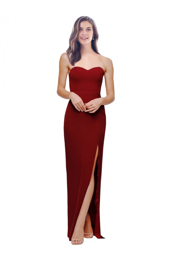 Affordable Straight Pencil Skirt Long Sweetheart Crepe Prom Dress with High Side Split Canada