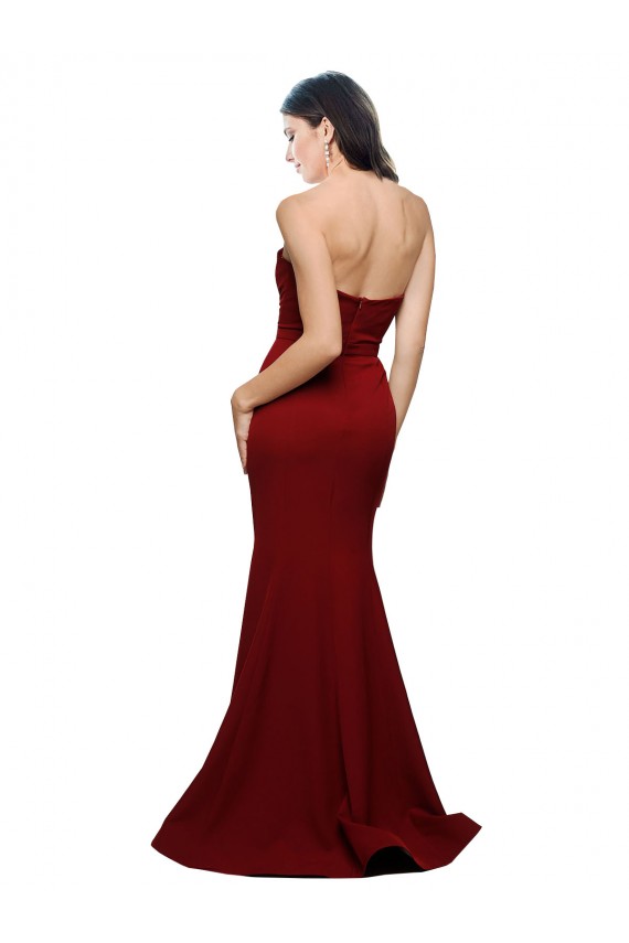 Affordable Long Full Length Sweetheart Slim Crepe Prom Dress with Strapless Bodice Canada