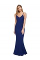 Affordable Full Length V-Neckline Crepe Prom Dress with Thin Straps and Fulted Skirt Canada