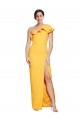 Affordable One Shoulder Floor Length Crepe Prom Dress with Thigh High Split Canada