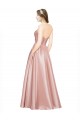 Affordable Long Plated Strapless Sweetheat Stretch Satin Prom Dress Canada