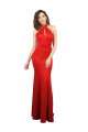 Affordable Halter Neck keyhole Front Back Long Stretch Satin Prom Dress Canada