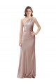 Affordable One Shoulder Black-Tie Floor Length Long Stretch Satin Prom Dress Canada