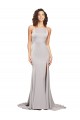 Affordable High Neck Low Back Long Full Length Stretch Satin Prom Dress Canada