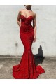 Affordable Mermaid Sweetheart Sleeveless Long Court Train Velvet Sequin Prom Dress Canada