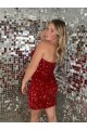 Affordable Sweetheart Sleeveless Short Velvet Sequin Prom Dress Canada