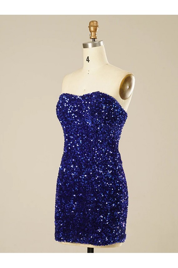 Affordable Short Sweetheart Velvet Sequin Prom Dress Canada