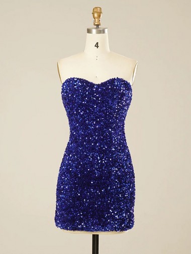 Affordable Short Sweetheart Velvet Sequin Prom Dress Canada