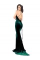 Affordable High Neck Stretch Velvet Prom Dress with Black Lace Embroidery Canada