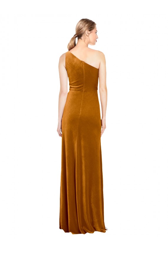 Affordable Sleek One Shoulder Long Velvet Prom Dress Canada