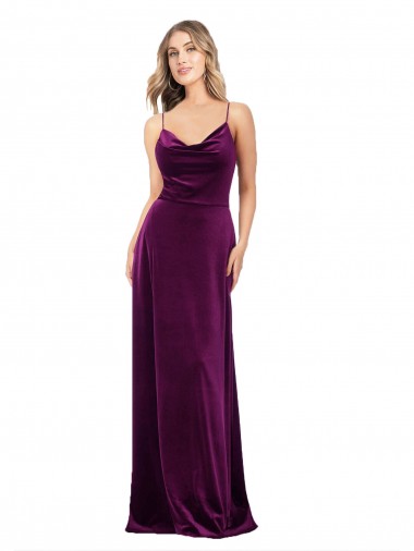 Affordable Draped Neckline Spaghetti Straps Velvet Prom Dress Canada