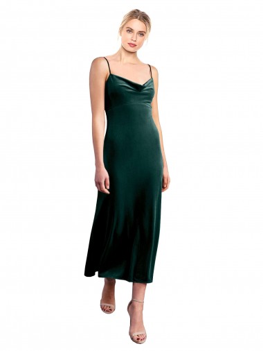 Affordable Midi Length Cowl Neck Velvet Slip Cocktail Prom Dress / Homecoming Dress Canada