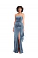 Affordable Strapless Velvet Maxi Prom Dress with Draped Skirt Canada