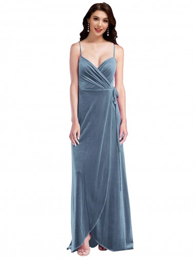 Affordable Velvet Wrap Maxi Prom Dress with Pockets Canada