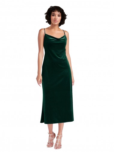 Affordable Midi Length Cowl Neck Velvet Short Slip Cocktail Prom Dress / Homecoming Dress Canada