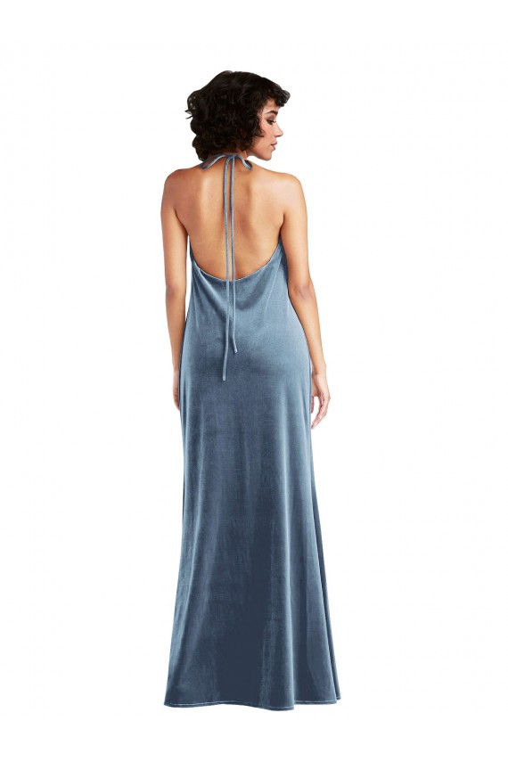 Affordable Cowl Neck Velvet Maxi Slip Prom Dress Canada