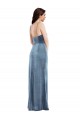 Affordable Spaghetti Strap Velvet Maxi Prom Dress with Draped Skirt Canada