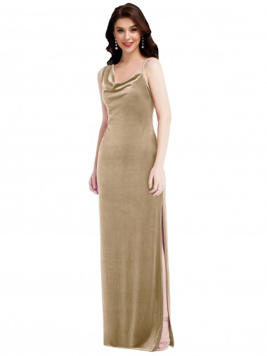 Affordable Asymmetrical One Shoulder Velvet Maxi Slip Prom Dress Canada