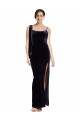 Affordable Long Velvet Prom Dress with Side Thigh Split and Shoulder Tie Canada