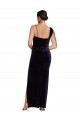 Affordable Long Velvet Prom Dress with Side Thigh Split and Shoulder Tie Canada