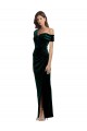 Affordable Long Asymmetric Neckline Ruched Velvet Prom Dress Canada