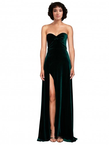 Affordable Sweetheart Fluid Velvet Prom Dress with High Split Canada